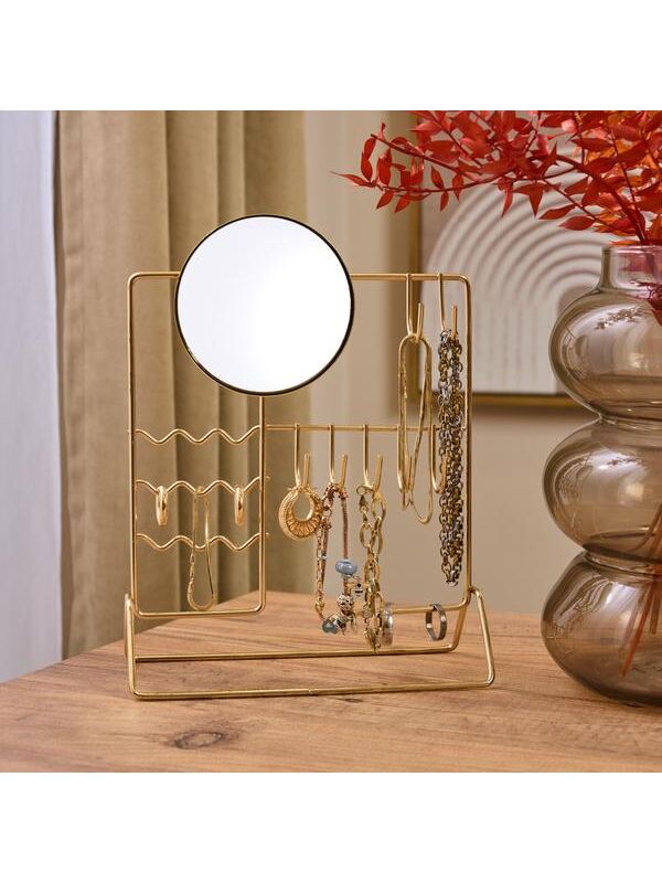 Ntc Metal Aynalı Takı Askısı - Sarı - 19,5x27x10 cm