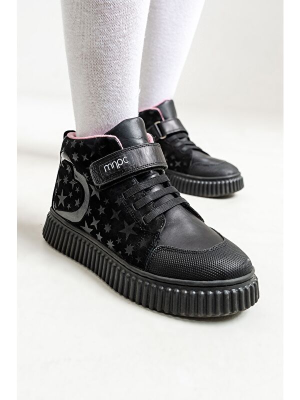 Kız Çocuk Siyah Hakiki Deri Suya Dayanıklı Anatomik Günlük Bot - Görsel 2