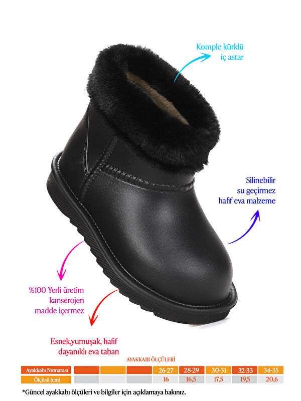 Geta Su Geçirmez İçi Kürklü Kız Çocuk Eva Yağmur Kar Çizme - Görsel 3