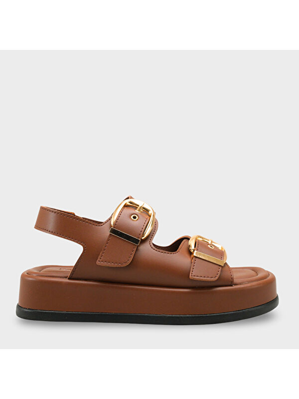 Capone Outfitters Cortney Dolgu Topuklu Çift Bantlı Tokalı Kadın Sandalet