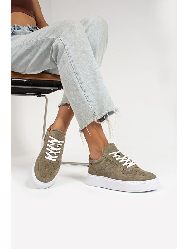 Olgea Haki Süet Kadın Günlük Ayakkabı - Görsel 3