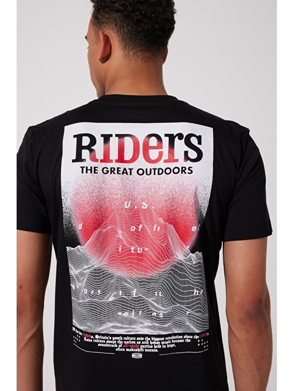 Riders by Lee Regular Fit %100 Pamuk Bisiklet Yaka Siyah Tişört