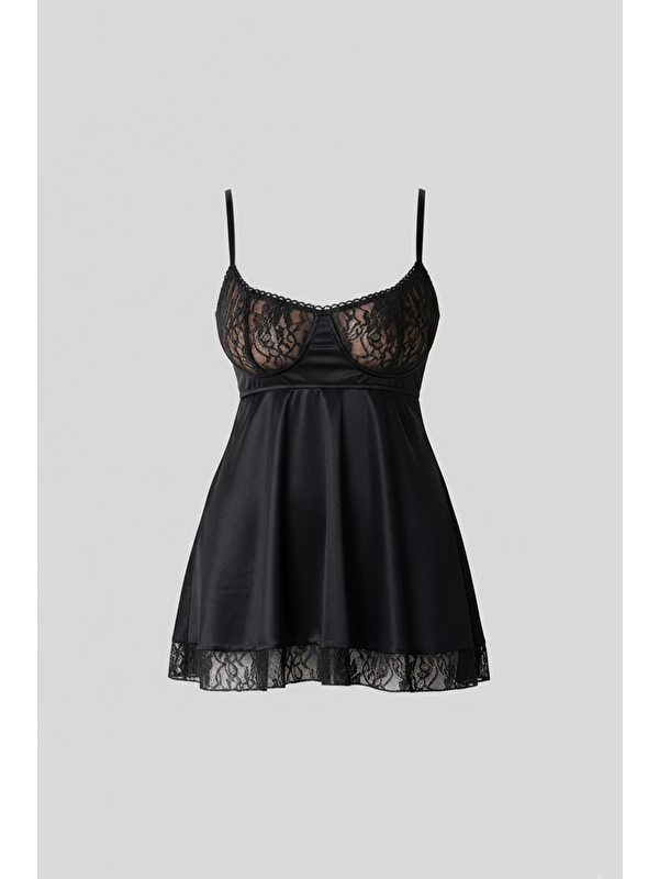 C&City Dantel Detay Babydoll Siyah