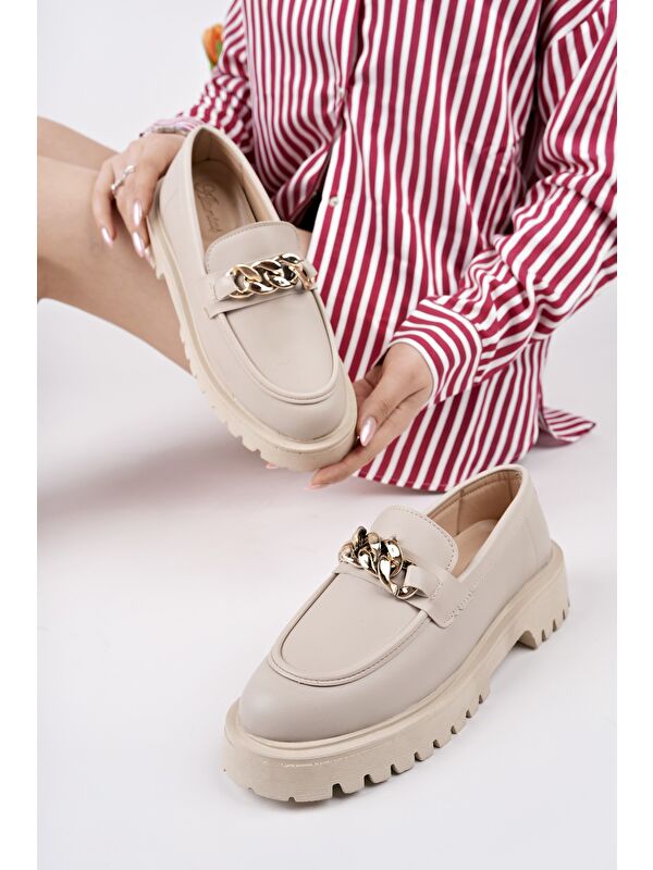 DAİLY Kadın Loafer Kalın Taban Tokalı Günlük Casual Makosen Ayakkabı - Görsel 3