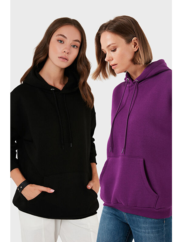 Lela Regular Fit Pamuklu Kapüşonlu Yaka Şardonlu Kışlık 2'li Paket Sweat 5863854S2