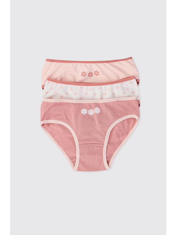 Panço Kız Çocuk Pembe 3'lü Slip Çamaşır