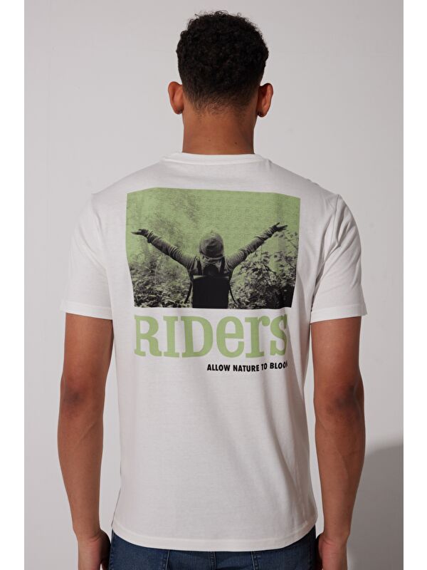 Riders by Lee Loose Fit %100 Pamuk Bisiklet Yaka Beyaz Tişört