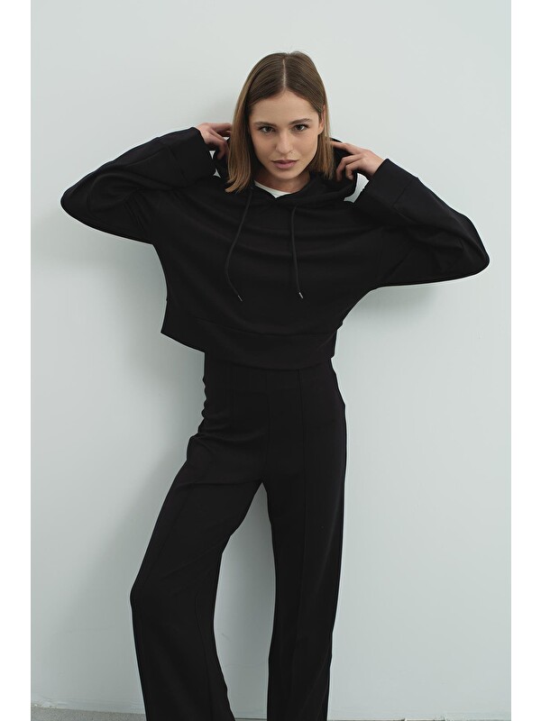 C&City Pure Touch Kapüşonlu Sweat Siyah