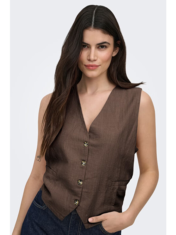 Only Onltizana % 100 Pamuk Regular Fit V Yaka Yelek 15337097