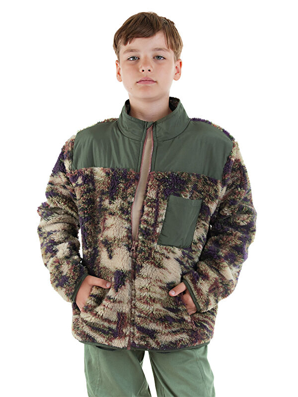 Denokids Haki Erkek Çocuk Pelüş Mont