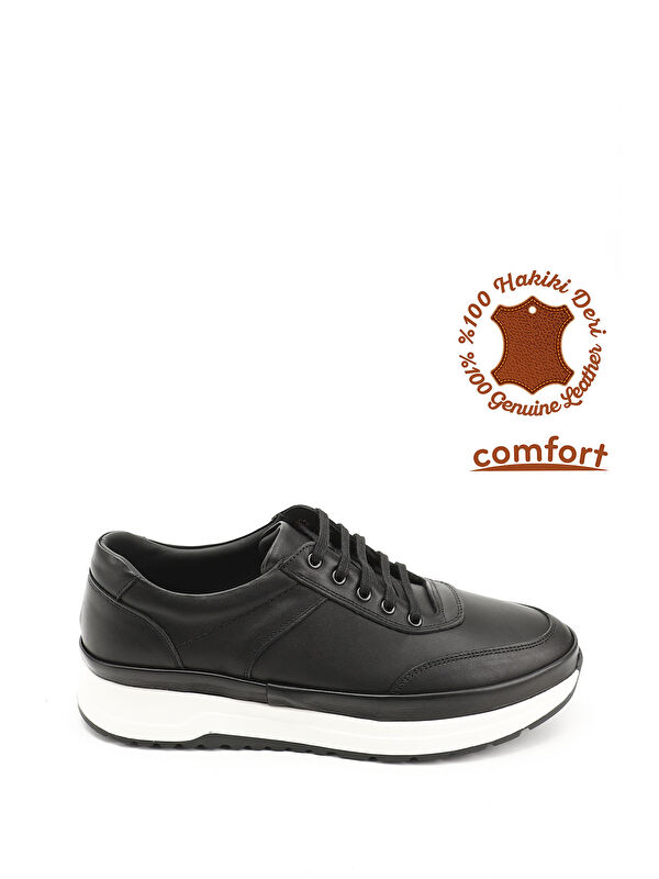 GÖNDERİ(R) Erkek ZÜMRÜT-SİYAH Bağcıklı Hakiki Deri Comfort Sneaker