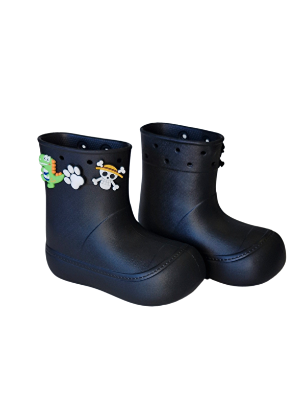 Siyah Yağmur Botu + Süper Star Çoraplı Set - Görsel 6