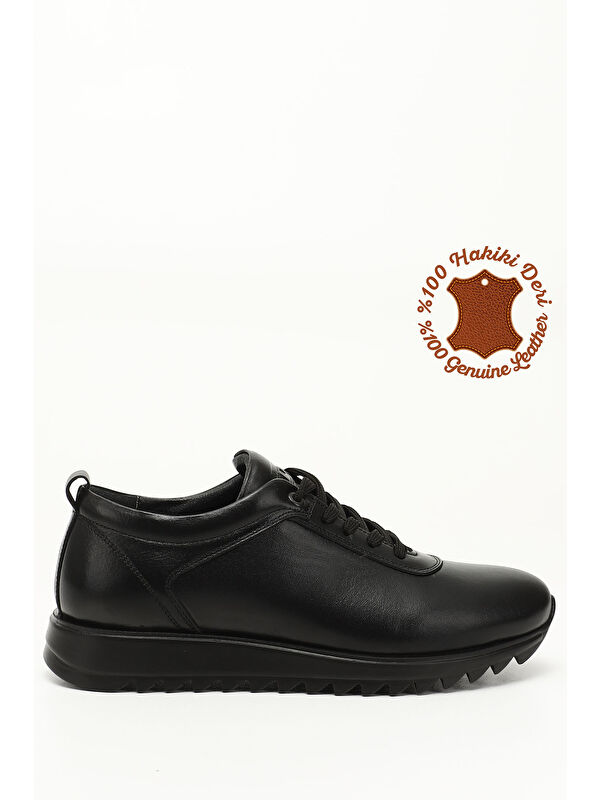 GÖNDERİ(R) Erkek ZÜMRÜT-SİYAH Hakiki Deri Bağcıklı Sneaker