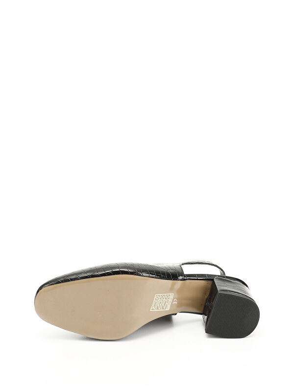 Kadın AÇIK SİYAH Kısa Kalın Topuklu Arkası Açık Ayakkabı - Görsel 5