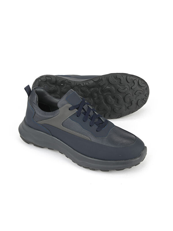 Erkek Hakiki Deri Sneaker 153983Z907 Lacivert - Görsel 5
