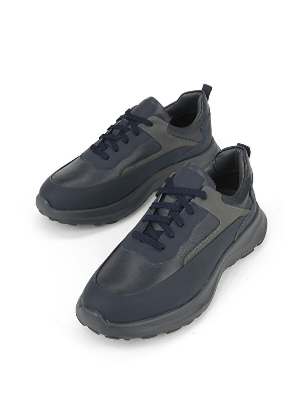 Erkek Hakiki Deri Sneaker 153983Z907 Lacivert - Görsel 6