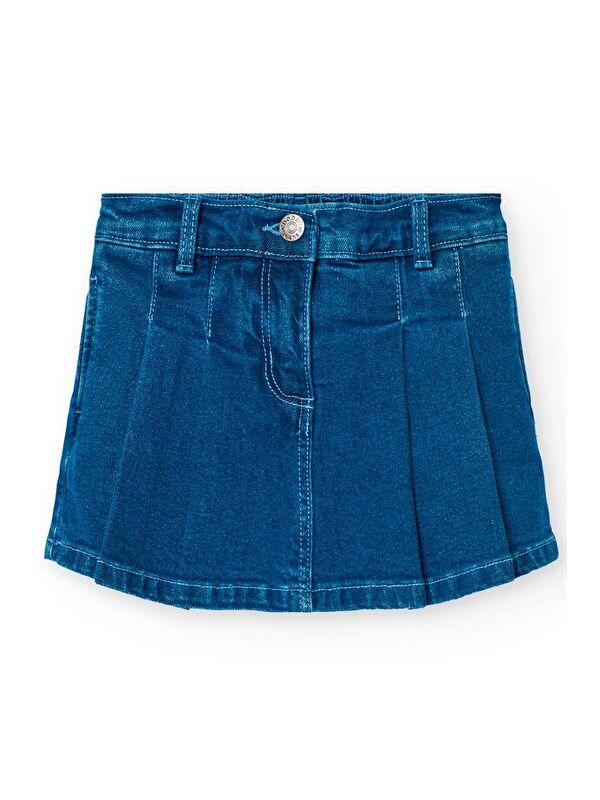 Boboli Pileli Kız Çocuk Denim Etek