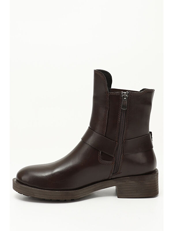 ÇİKOLATA KAHVE Yuvarlak Burun Kadın Günlük Biker Chelsea Bot 38810 - Görsel 4