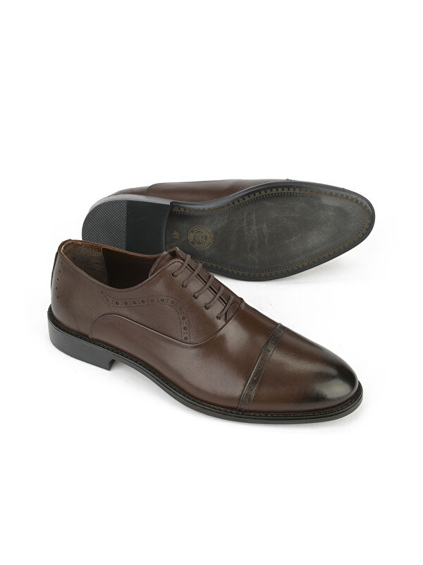 Erkek Hakiki Deri Klasik Ayakkabı 153985Z701 Kahve - Görsel 5