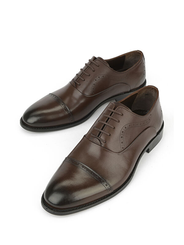 Erkek Hakiki Deri Klasik Ayakkabı 153985Z701 Kahve - Görsel 6