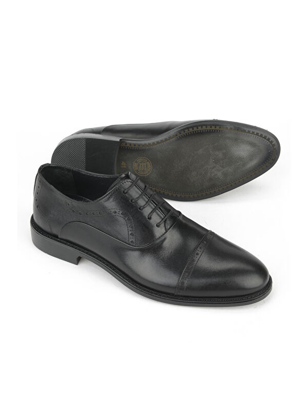Erkek Hakiki Deri Klasik Ayakkabı 153985Z701 Siyah - Görsel 5