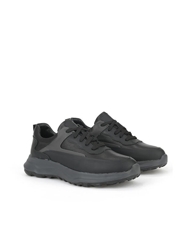 Erkek Hakiki Deri Sneaker 153983Z907 Siyah - Görsel 3