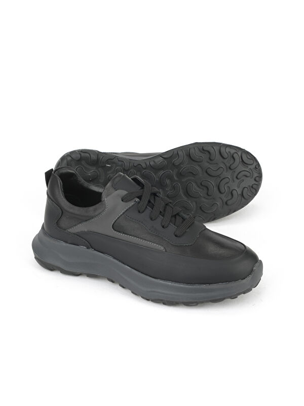 Erkek Hakiki Deri Sneaker 153983Z907 Siyah - Görsel 5