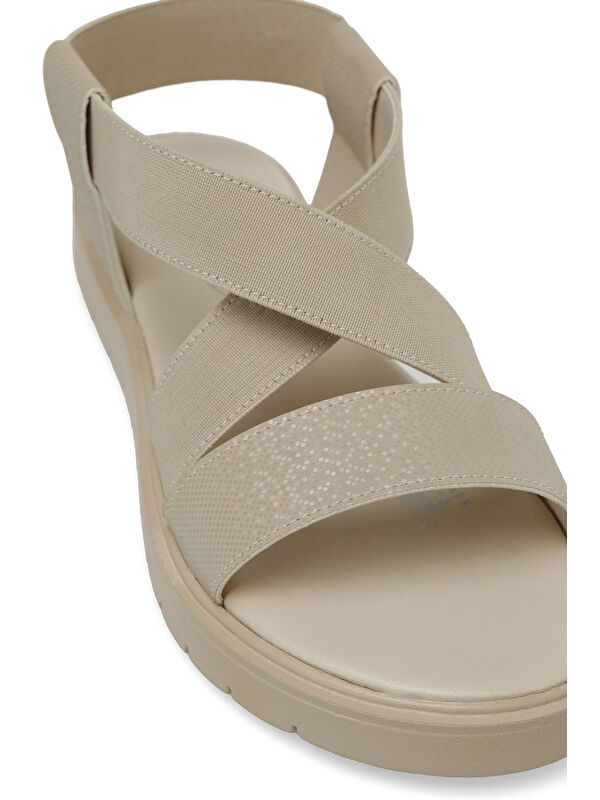 CS22053 4FX Bej Kadın Düz Sandalet - Görsel 8