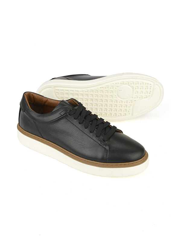 Erkek Hakiki Deri Sneaker 1531026ZH18 Siyah - Görsel 5