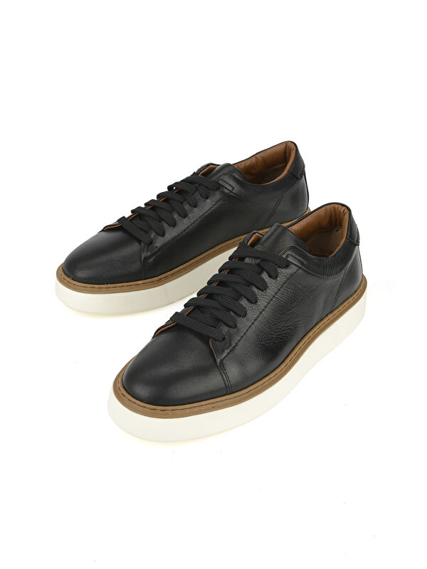Erkek Hakiki Deri Sneaker 1531026ZH18 Siyah - Görsel 6