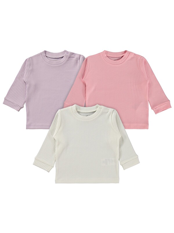 Minidamla Basic 3'lü set 6-18 Ay Sweatshirt - Pembe