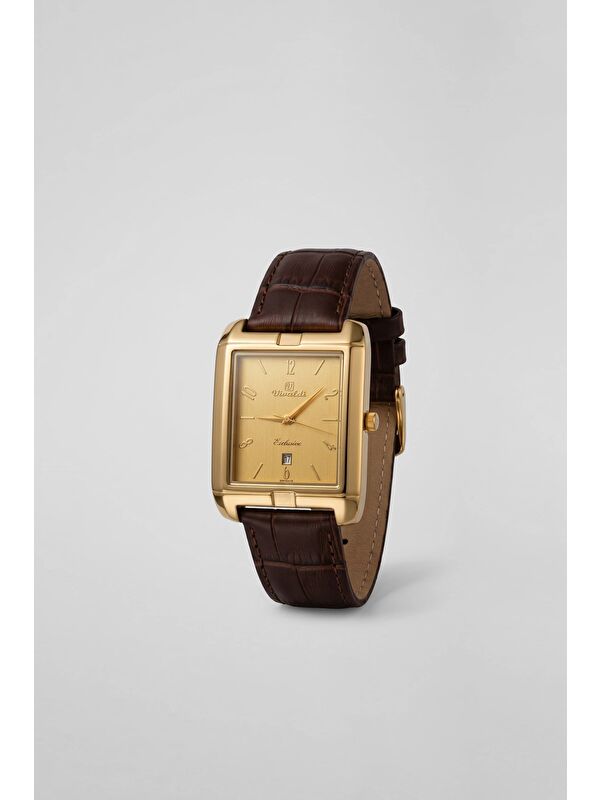 Abluka Online Erkek Premium Vintage Deri Kordon Kol Saati Gold