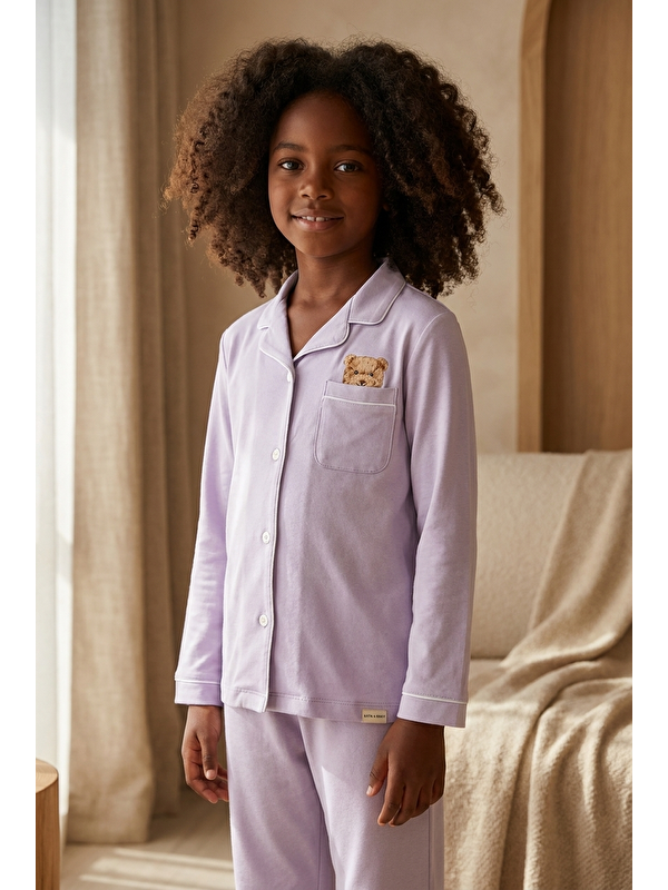 Katia And Bony Teddy Kutulu Kız Çocuk Pijama Takımı Lila