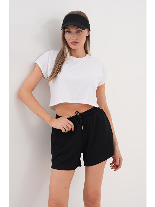Genius Store Kadın Modal Şort Beli Lastikli Cepli Şort MODAL-ŞORT