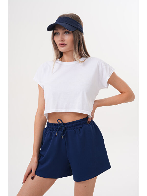 Genius Store Kadın Modal Şort Beli Lastikli Cepli Şort MODAL-ŞORT