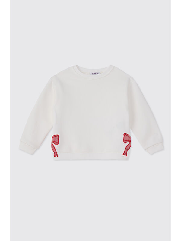 Panço Kız Bebek Beyaz Sweatshirt