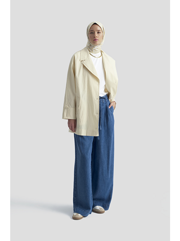 ARMİNE Pamuk Karışımlı Blazer Ceket Kum