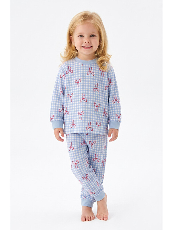 Modanino %100 Pamuk ve Baskılı Kız Çocuk Pijama Takımı 9-36 Ay 12741IS