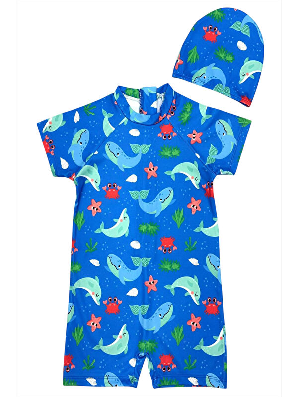 My Kids Wear Boneli ,Pervaz Fermuarlı ,Güneş Korumalı Erkek Çocuk Tulum Mayo