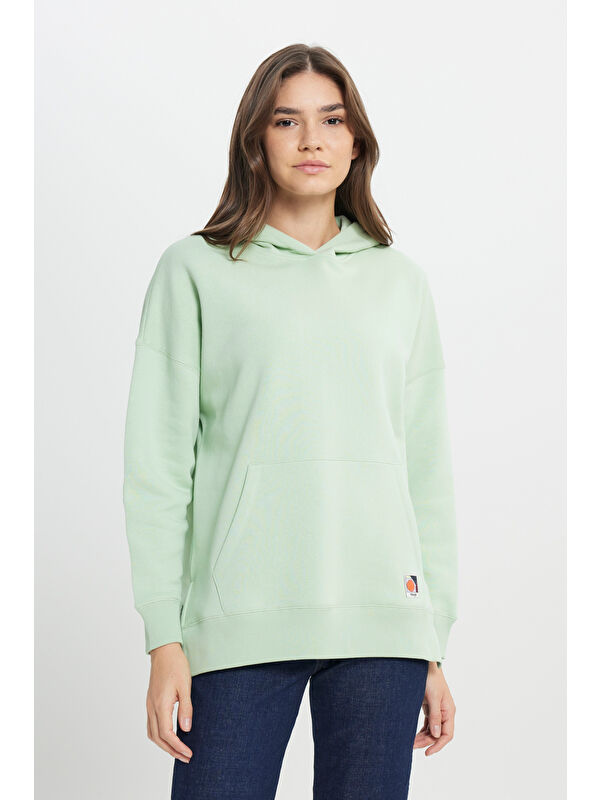 Wrangler Loose Fit Rahat Kesim Kapüşonlu İçi Polarlı Gri Sweatshirt