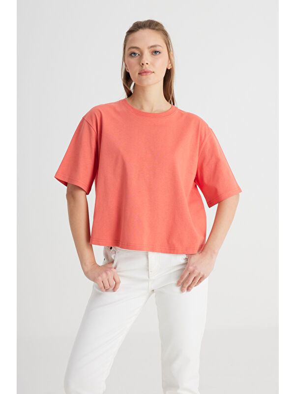 Wrangler Relaxed Fit Bisiklet Yaka %100 Pamuk Turuncu Tişört