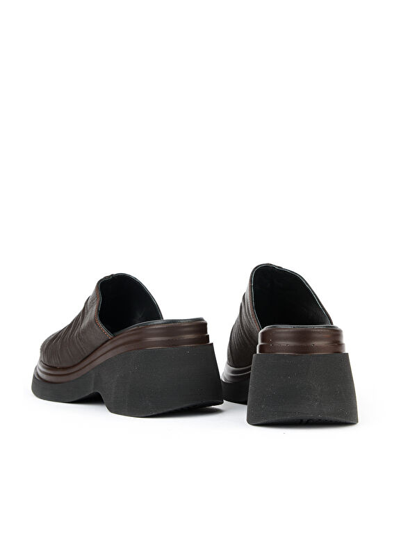 Ziya Ayakkabi Kahverengi Ziya Ayakkabi Hakiki Kadın Deri Topuklu Terlik 161992Z64023