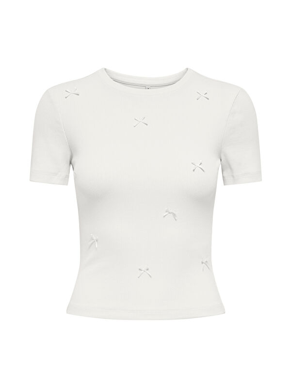 Only Onlfemke Pamuklu Slim Fit Fiyonk Detaylı Bisiklet Yaka T Shirt 15369336