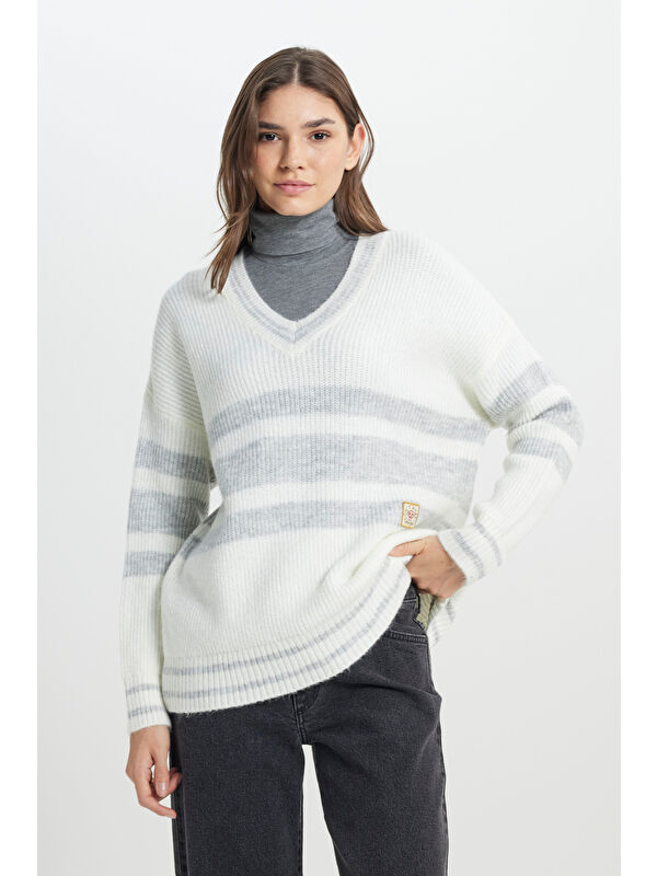 Wrangler Relaxed Fit Geniş Kesim Yeşil Triko Kazak