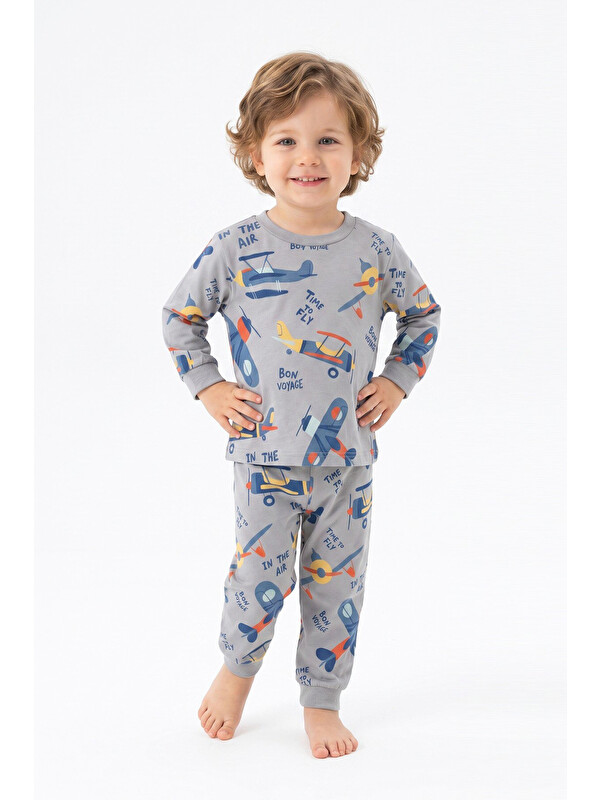 Modanino Erkek Çocuk %100 Pamuk Pijama Takımı 9-36Ay 12737IS