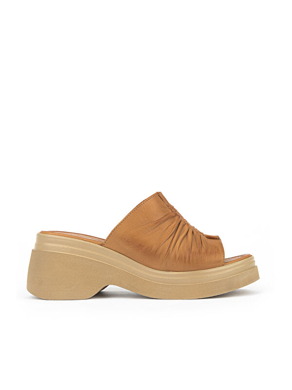 Ziya Ayakkabi Kahverengi Ziya Ayakkabi Hakiki Kadın Deri Topuklu Terlik 161992Z64023