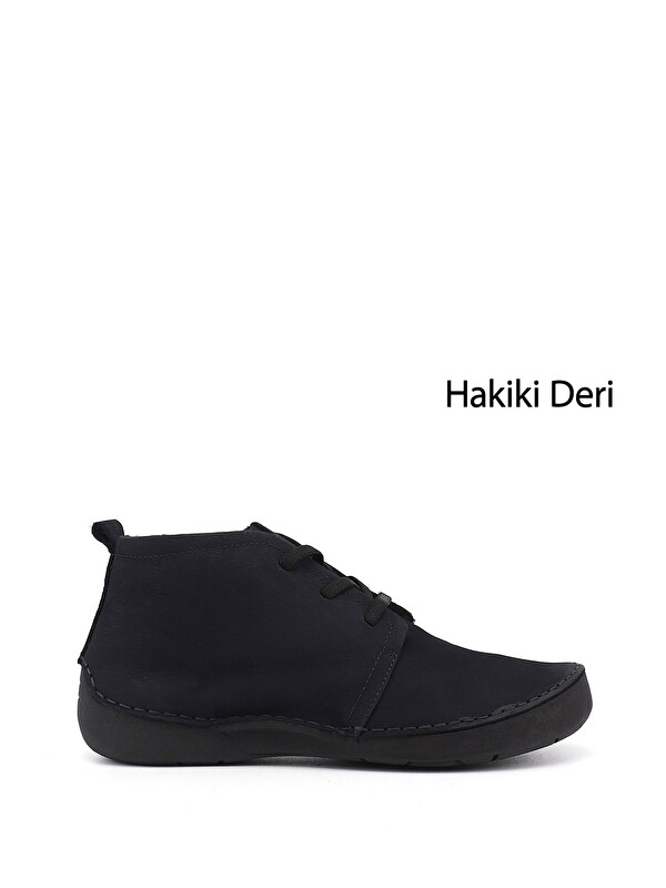 GÖNDERİ(R) Kadın MAVİ-LACİVERT Bağcıklı Hakiki Deri Comfort Bot