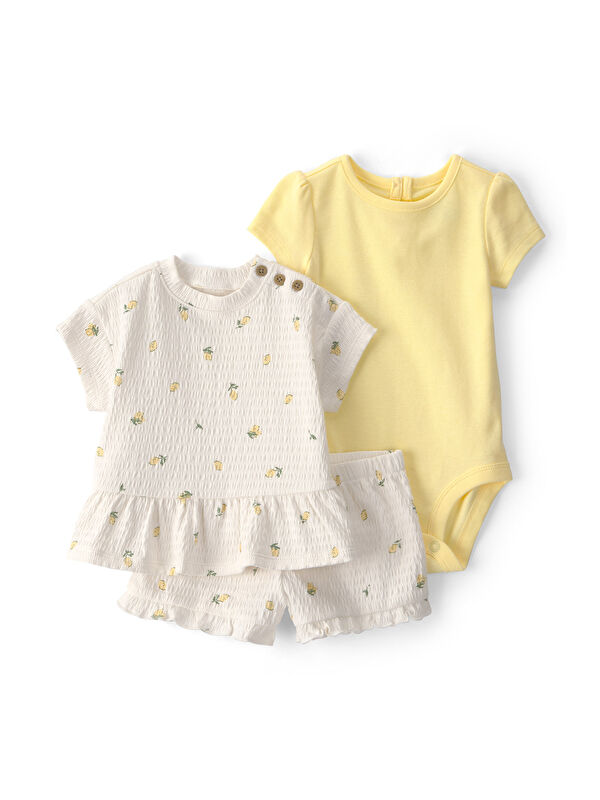 Carter's Kız Bebek Body Şort Set 3 Ay-24 Ay Çok Renkli