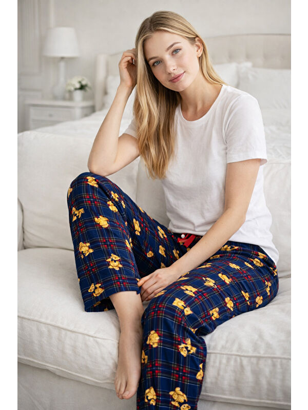 Remsa Kadın Viskon Kumaş Penye Tek Pijama Alt 14 Lacivert