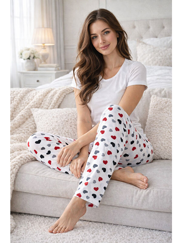 Remsa Kadın Viskon Kumaş Penye Tek Pijama Alt 16 Beyaz01
